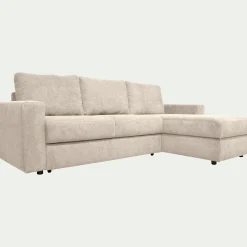 Canapé d'angle réversible convertible en tissu tramé - beige roucas