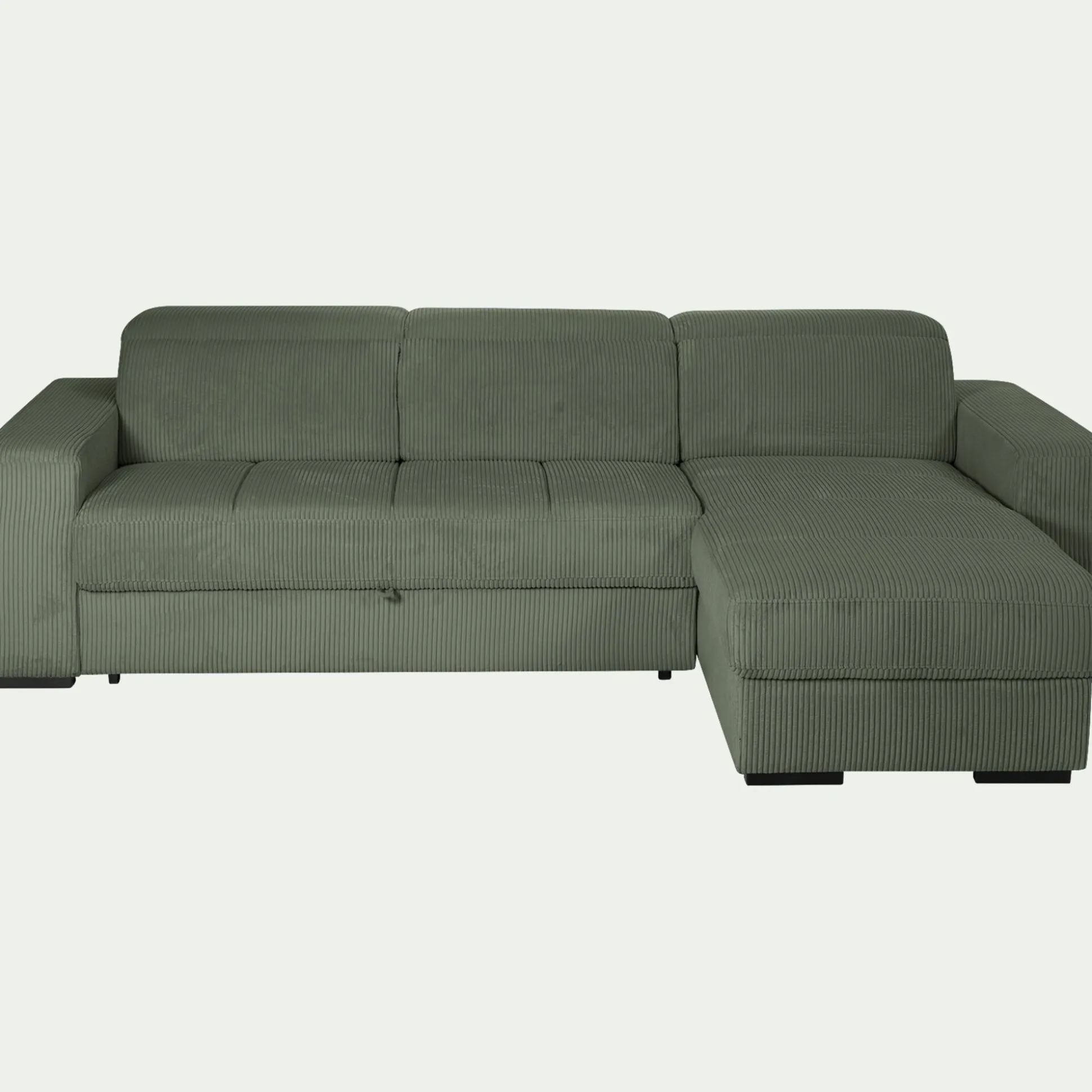 Canapé d'angle réversible convertible en tissu castello - vert cèdre