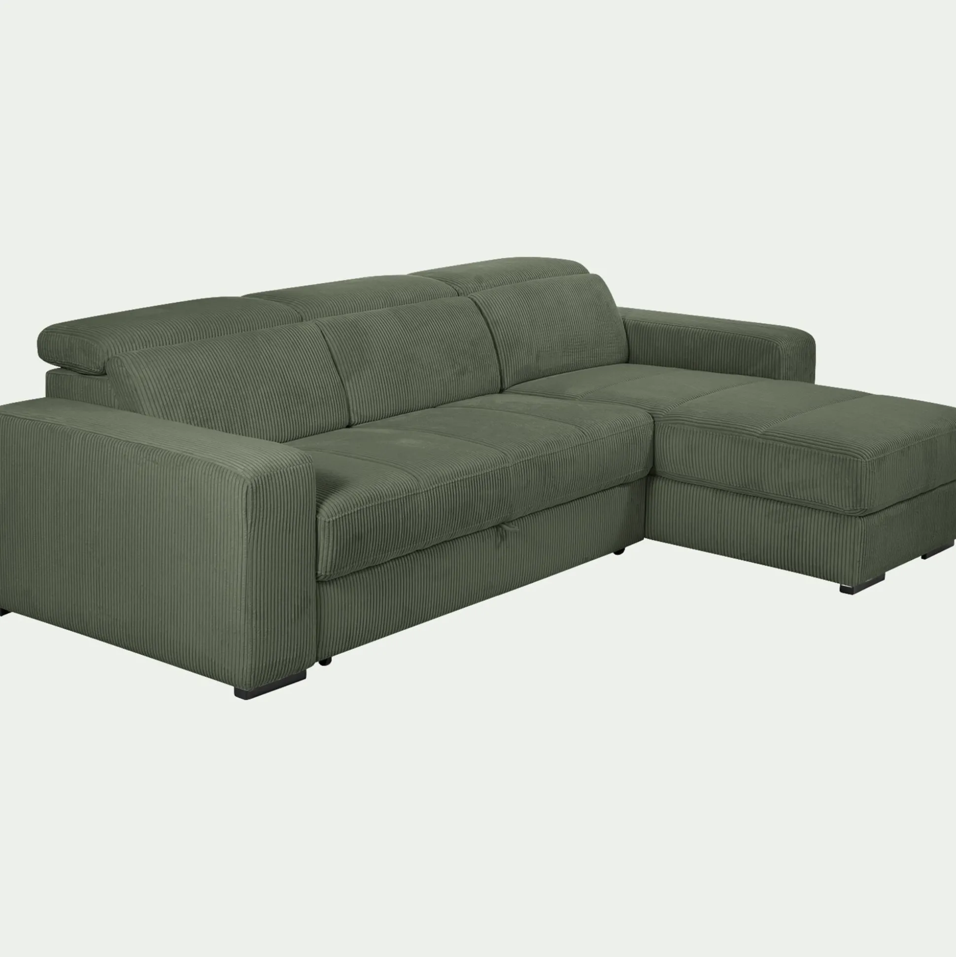 Canapé d'angle réversible convertible en tissu castello - vert cèdre