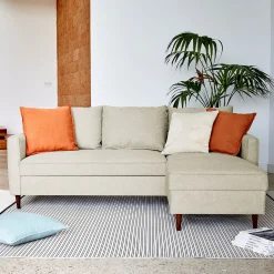 Canapé d'angle réversible fixe en tissu Loft - beige roucas