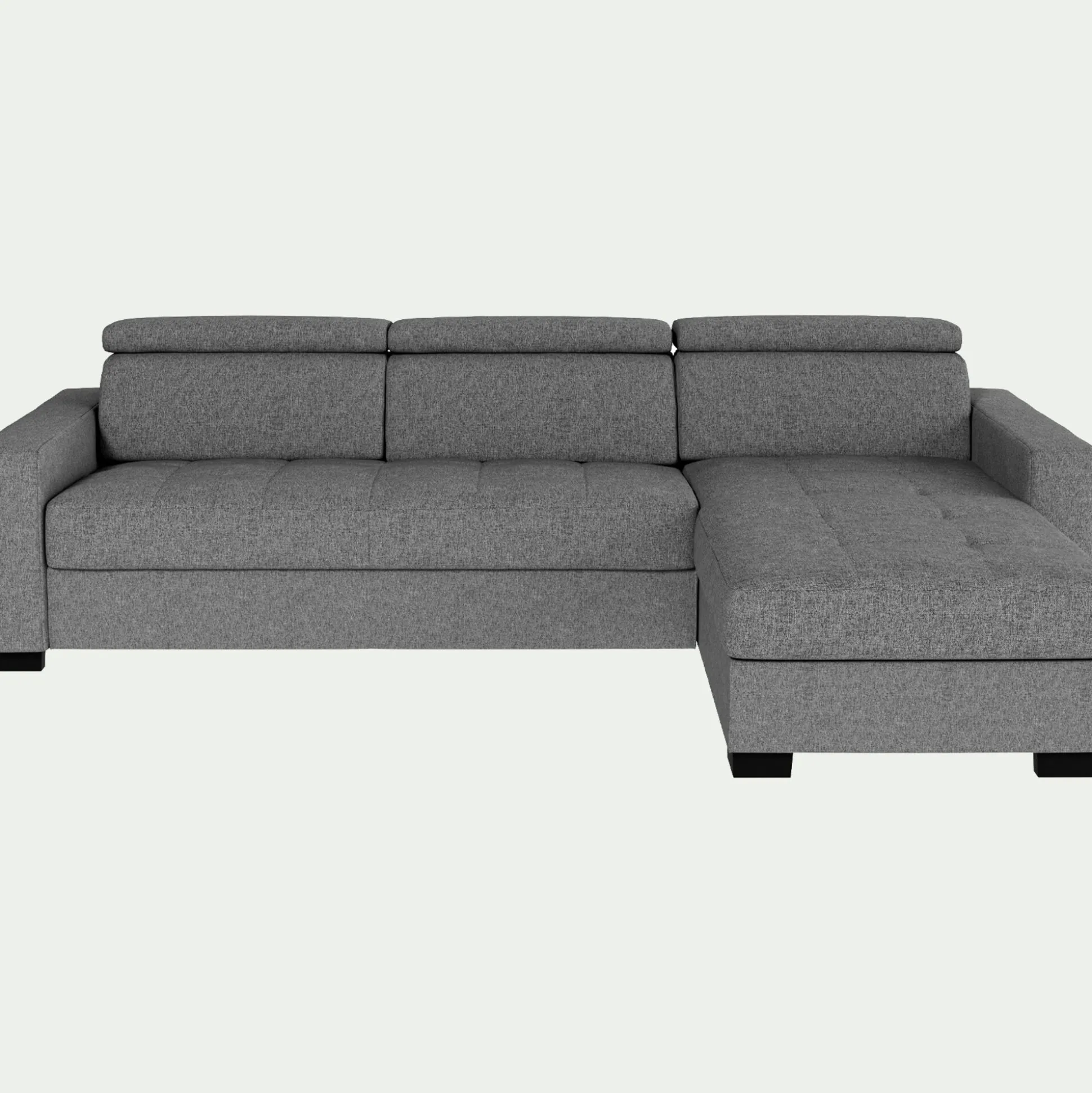 Canapé d'angle réversible fixe en tissu pop avec accoudoirs 20cm - gris moyen