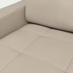 Canapé d'angle réversible fixe en cuir de buffle avec accoudoirs 20cm - beige