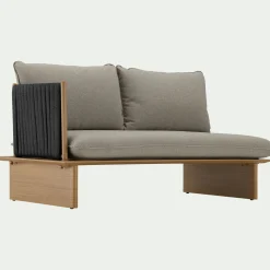 Canapé de jardin en aluminium effet teck et corde - gris (2 places)