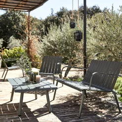 Canapé de jardin en aluminium - vert cèdre (2 places)