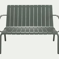 Canapé de jardin en aluminium - vert cèdre (2 places)