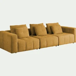 Canapé droit modulable en tissu Benjo - jaune argan