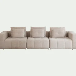 Canapé droit modulable en tissu Benjo - beige roucas