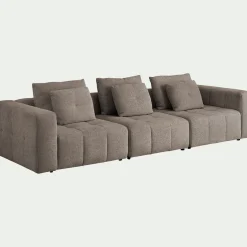 Canapé droit modulable en tissu Benjo - gris vesuve