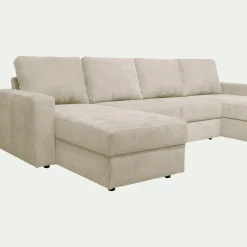Canapé en U convertible en tissu tramé - beige roucas