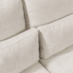 Canapé grand angle droit fixe avec méridienne en tissu tramé - beige