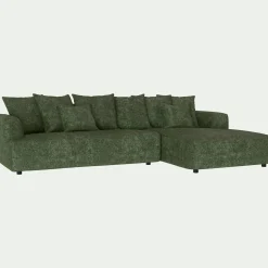 Canapé grand angle droit fixe en tissu Genesis - vert cèdre