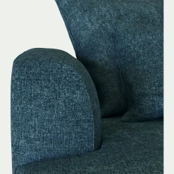 Canapé grand angle droit fixe en tissu Genesis - bleu figuerolles