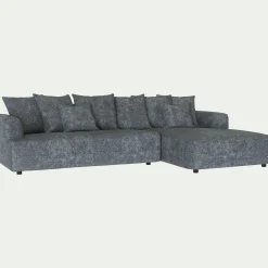 Canapé grand angle droit fixe en tissu Genesis - gris ardoise