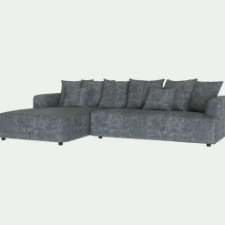 Canapé grand angle gauche fixe en tissu Genesis - gris ardoise