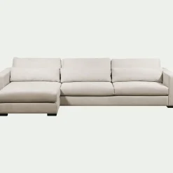 Canapé grand angle gauche fixe en tissu Bloq - beige roucas