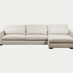 Canapé grand angle gauche fixe en tissu Bloq - beige roucas