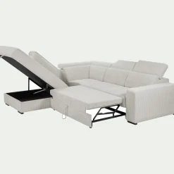 Canapé grand angle gauche convertible en tissu Castello - beige roucas