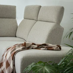 Canapé grand d'angle droit en tissu avec fonction avance-recul - beige roucas