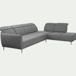 Canapé grand d'angle droit en tissu avec fonction avance-recul - gris restanque