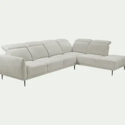 Canapé grand d'angle droit en tissu memphis avec fonction avance-recul - beige roucas