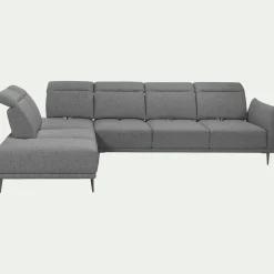 Canapé grand d'angle gauche en tissu avec fonction avance-recul - gris restanque
