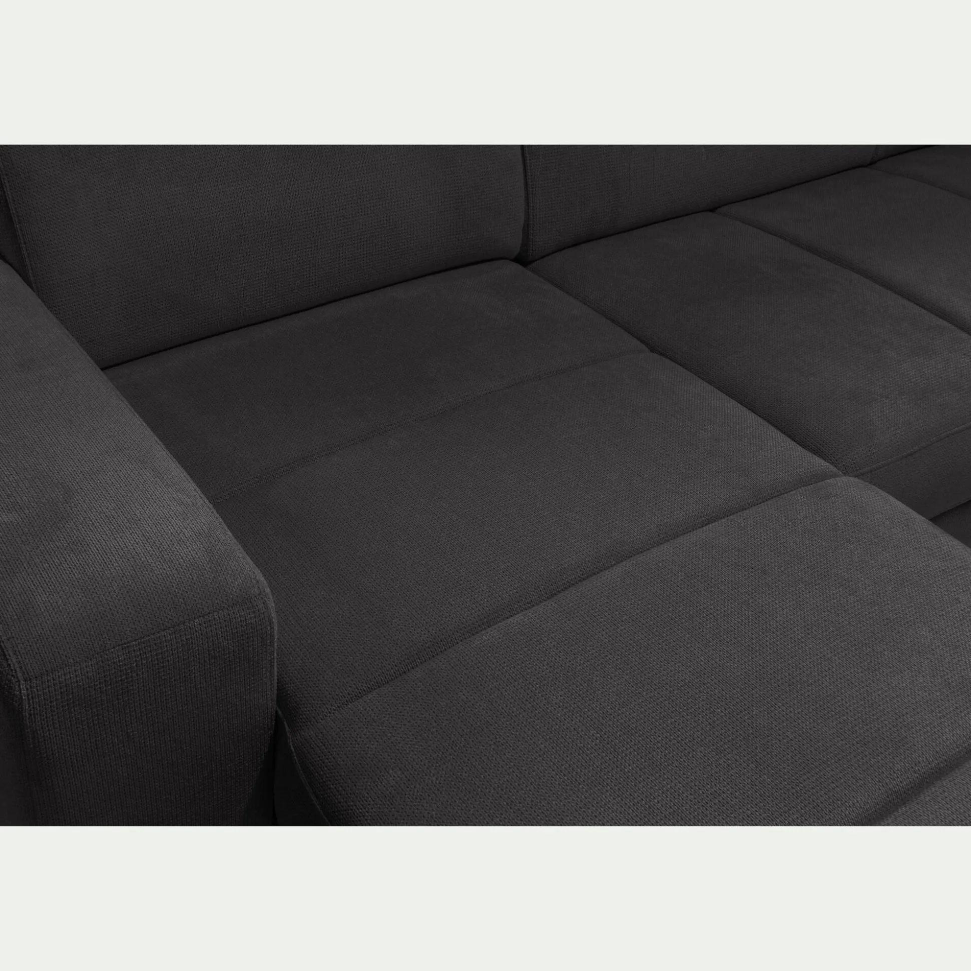 Canapé panoramique convertible avec méridienne gauche en tissu doux - gris ardoise