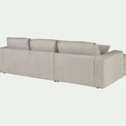 Canapé petit angle droit fixe en velours côtelé sastel - beige roucas