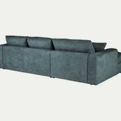 Canapé petit angle droit fixe en tissu chenille benjo - bleu calaluna