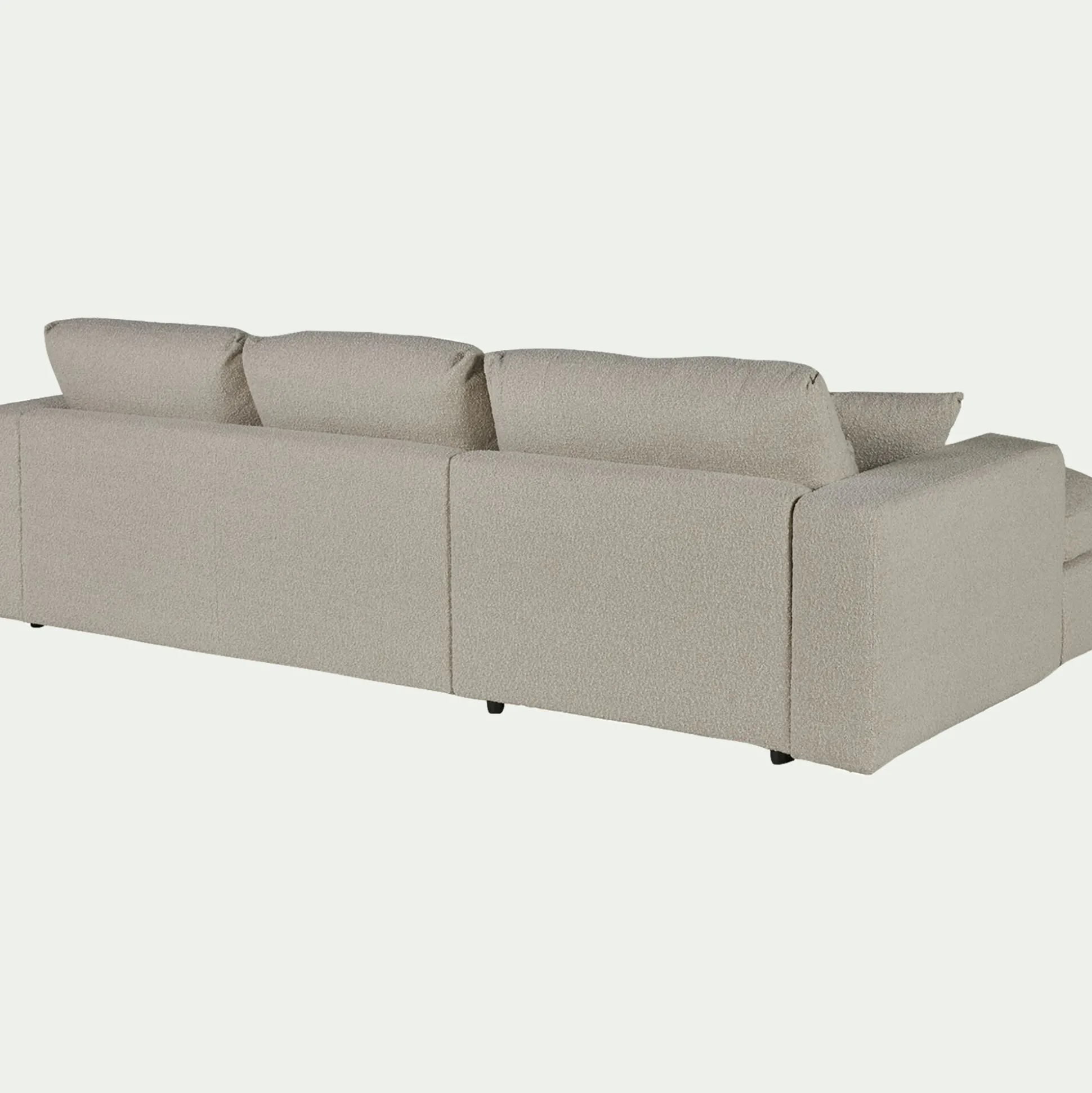 Canapé petit angle droit fixe en tissu bouclette - blanc écru