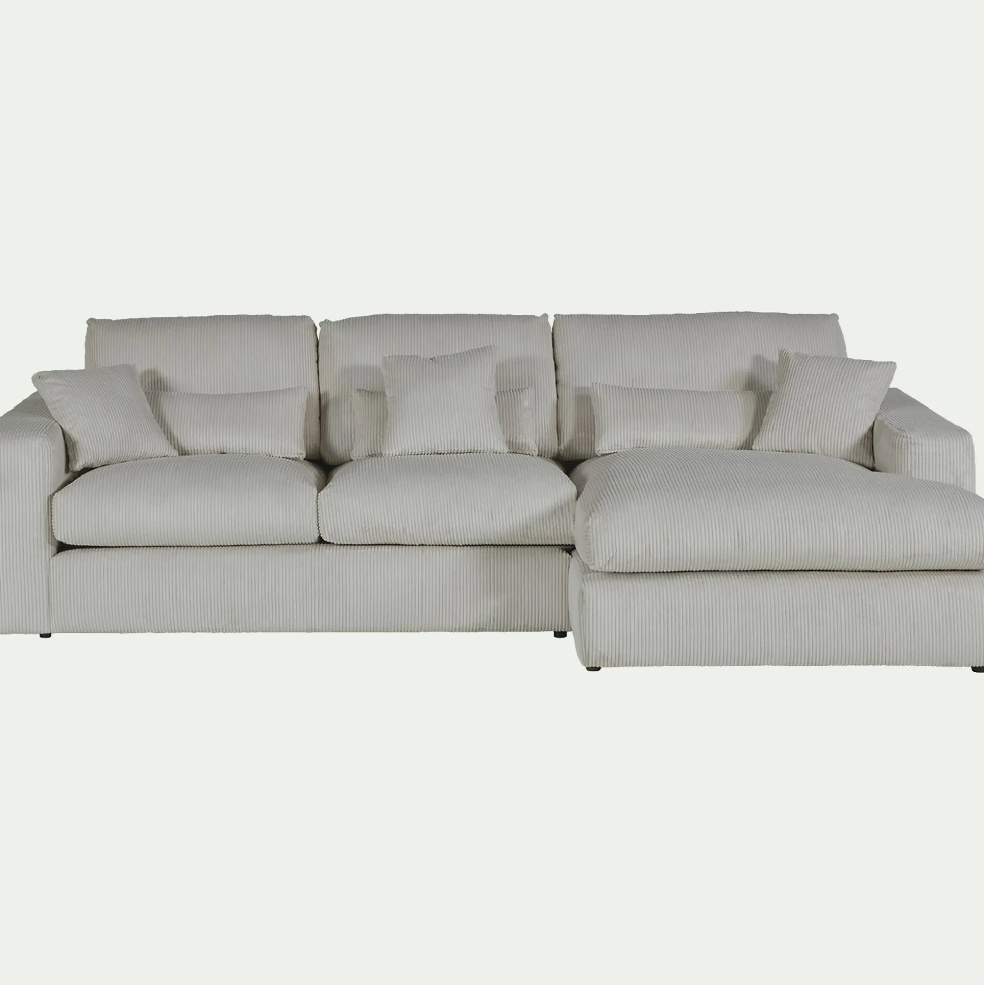 Canapé petit angle droit fixe en velours côtelé - gris borie