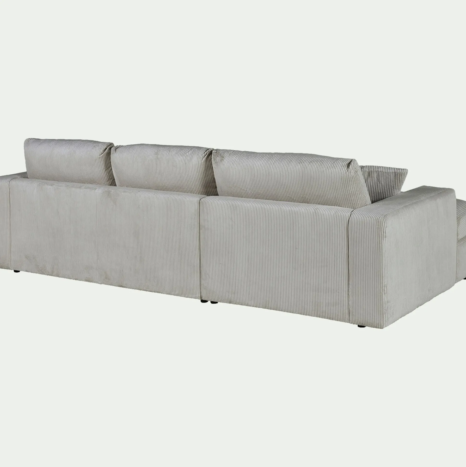 Canapé petit angle droit fixe en velours côtelé - gris borie