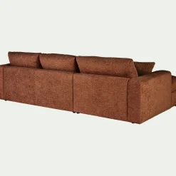 Canapé petit angle droit fixe en tissu chenille benjo - brun rustrel