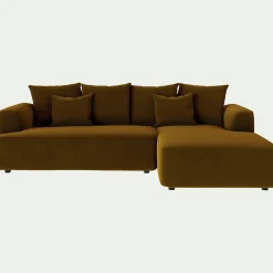 Canapé petit angle droit fixe en tissu velours - bronze