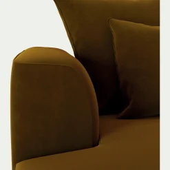 Canapé petit angle droit fixe en tissu velours - bronze