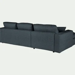 Canapé petit angle droit fixe en tissu bouclette - bleu