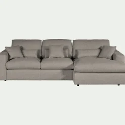 Canapé petit angle droit fixe en tissu bouclette - gris clair