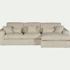 Canapé petit angle droit fixe en tissu côtelé bita - blanc ventoux