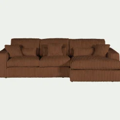 Canapé petit angle droit fixe en tissu côtelé bita - brun rustrel