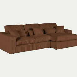 Canapé petit angle droit fixe en tissu côtelé bita - brun rustrel