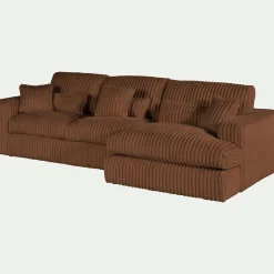 Canapé petit angle droit fixe en tissu côtelé bita - brun rustrel