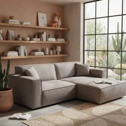 Canapé petit angle droit fixe en tissu genesis - gris