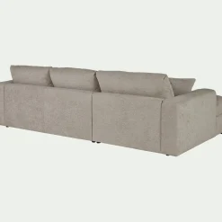 Canapé petit angle droit fixe en tissu chenille benjo - beige roucas