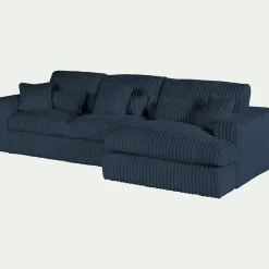 Canapé petit angle droit fixe en tissu côtelé bita - bleu calabrun