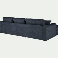 Canapé petit angle droit fixe en tissu chenille benjo - bleu marine