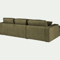 Canapé petit angle droit fixe en velours côtelé sastel - vert cèdre