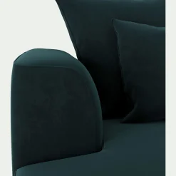 Canapé petit angle gauche fixe en tissu velours - bleu foncé