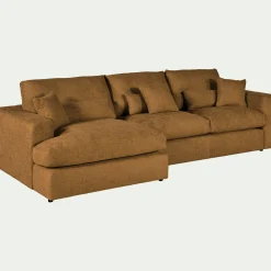 Canapé petit angle gauche fixe en tissu chenille benjo - jaune argan