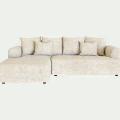 Canapé petit angle gauche fixe en tissu Genesis - blanc ventoux