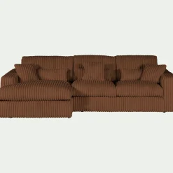 Canapé petit angle gauche fixe en tissu côtelé bita - brun rustrel