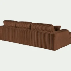 Canapé petit angle gauche fixe en tissu côtelé bita - brun rustrel